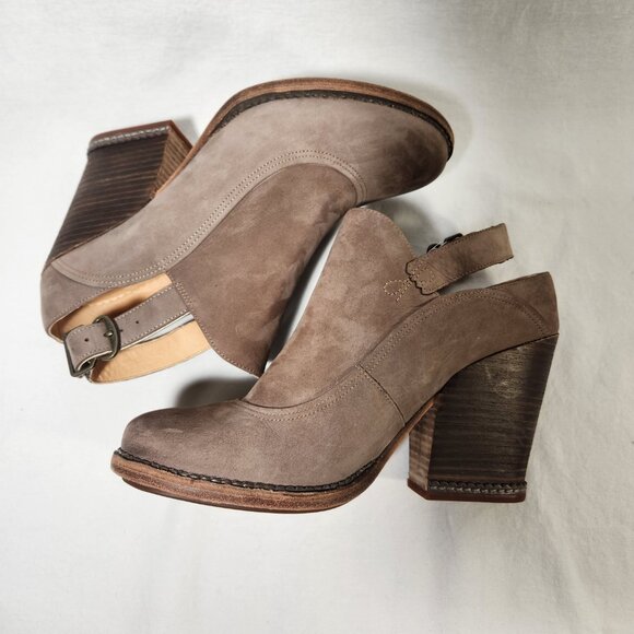 TIMBERLAND Marge Suede Slingback Bootie Taupe Gray Leather Block Heel Size 10. - Picture 5 of 16